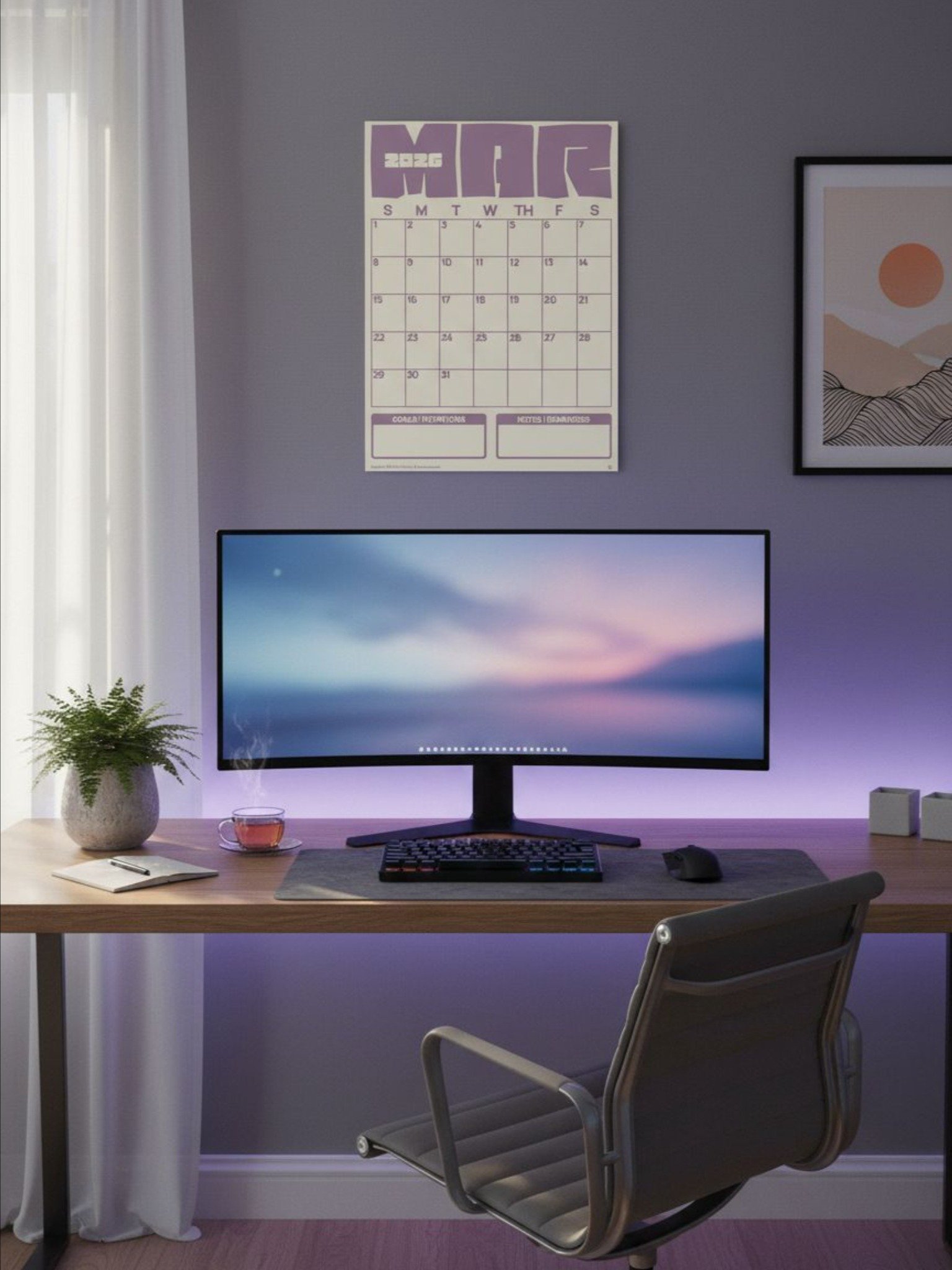 2026 Q1 Monthly Minimalist Wall Calendar | Poster type | Pastel Colors ...
