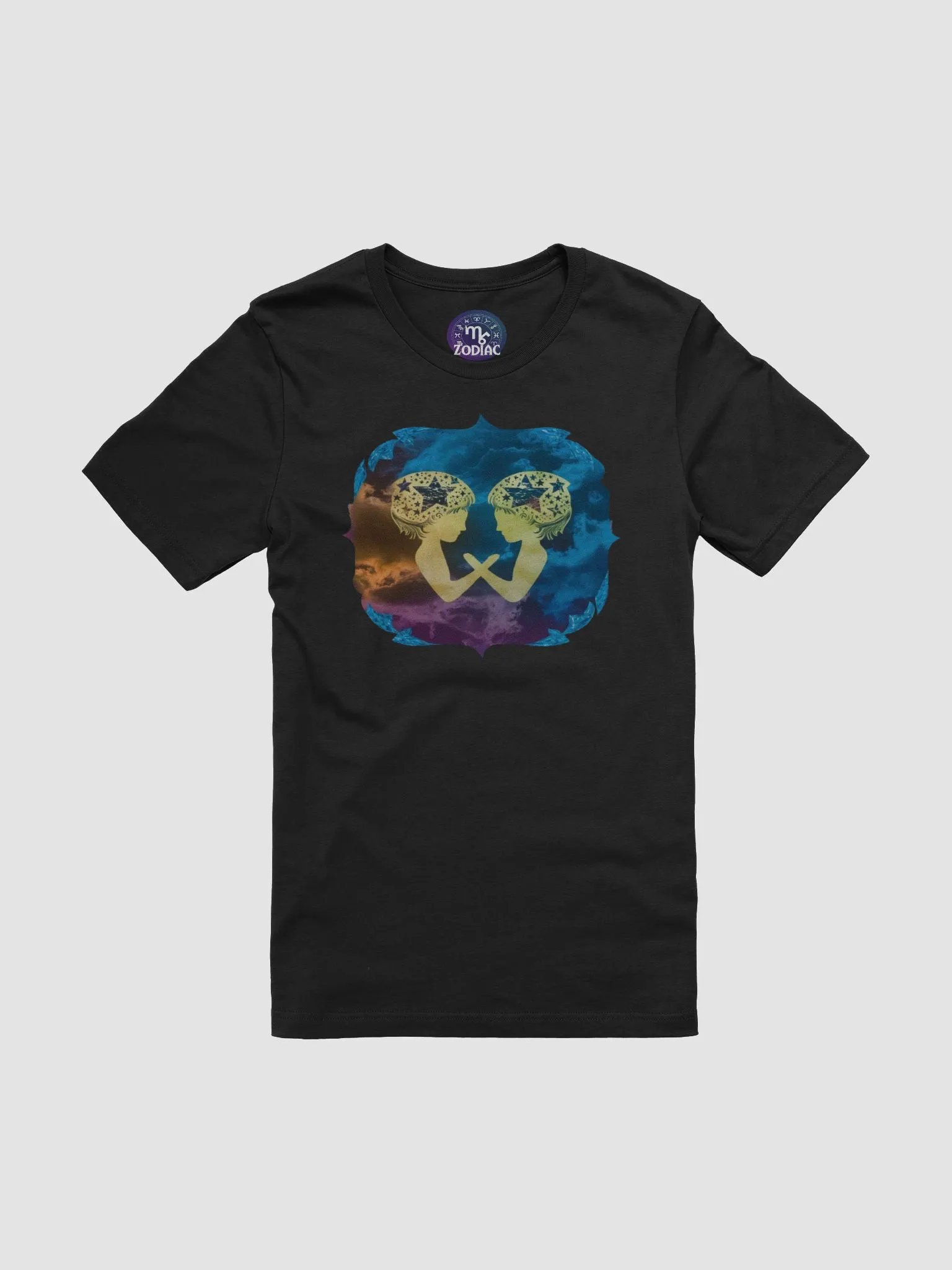 Unisex Gemini Zodiac T-Shirt - Artistic Twin Silhouettes, Celestial Watercolor Design, Astrology Gift product image (3)