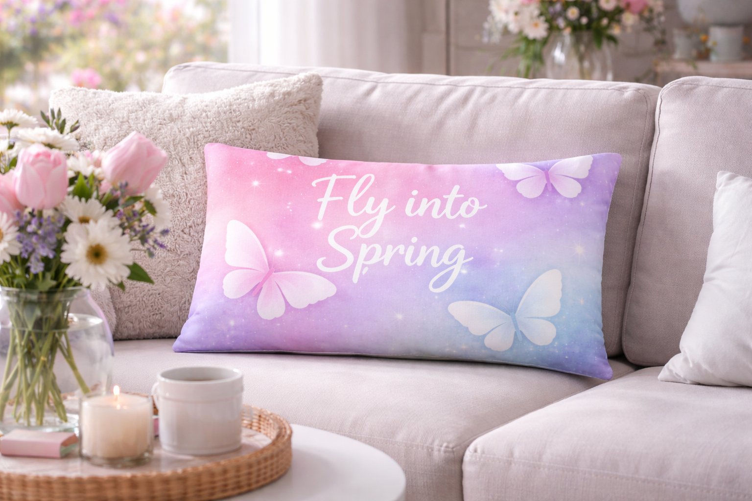 Fly Into Spring Butterfly Decorative Pillow product image (1)