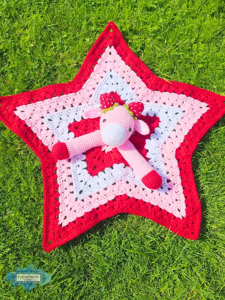 Strawberry Cow Lovey Crochet Pattern Baby Comforter Blanket PDF Pattern - Crafting Happiness product image (2)