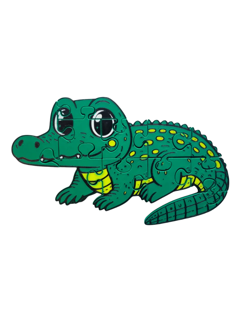 Alligator Jigsaw Puzzle, 3D-Printed Chunky Educational Toy, Toddler & Preschool Learning, Screen-Free Play product image (1)