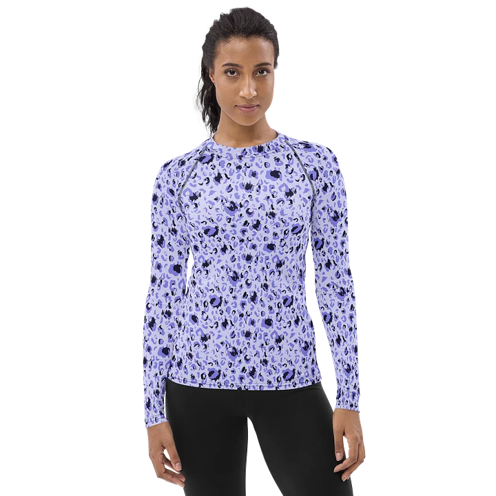 Bold Purple Leopard Spots Women’s Rash Guard product image (1)