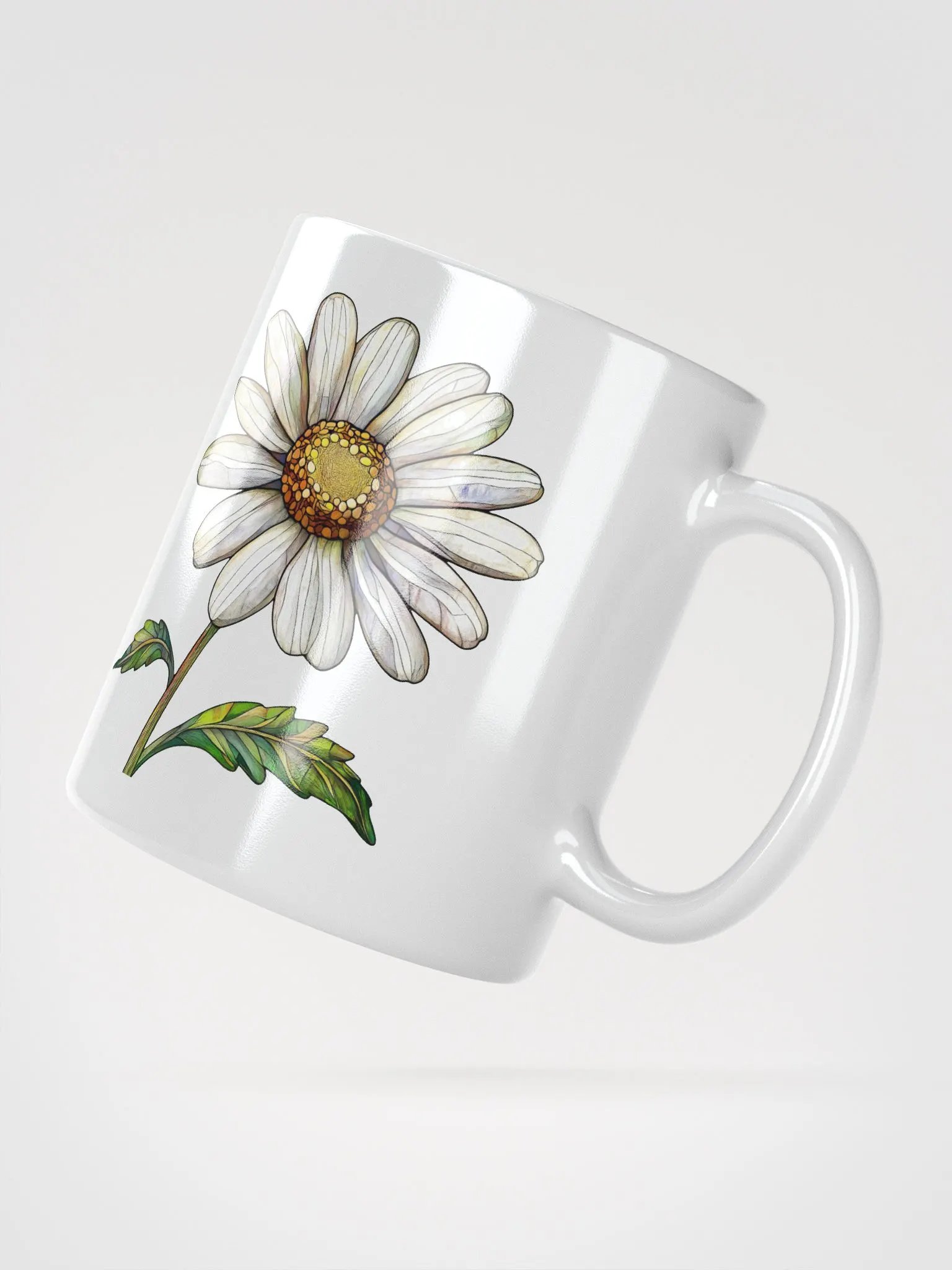Stained Glass Daisy White Glossy Mug product image (5)