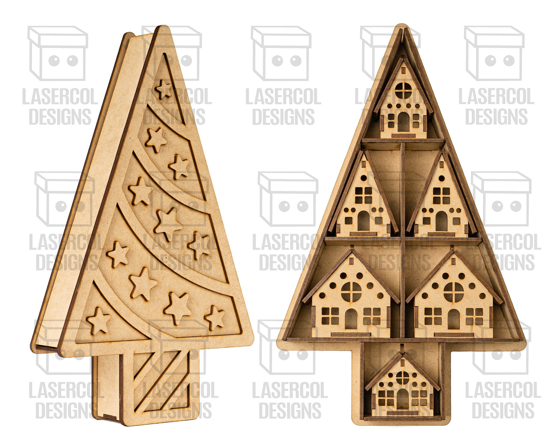Christmas Houses Ornaments Box - Laser Cut Files product image (2)