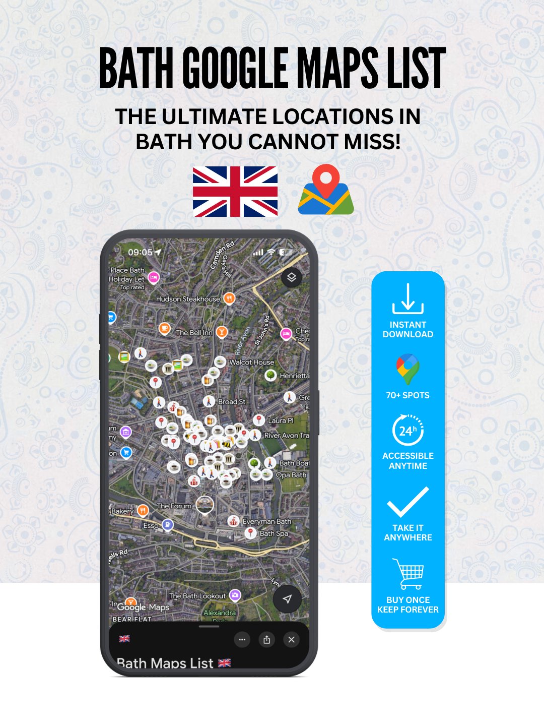 Bath: 70+ Best Locations (Instant Google Maps Digital List) product image (1)