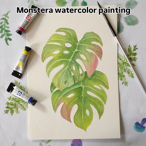 Monstera leaves watercolor painting. I am happy with the results! I really enjoy painting leaves! 🌿
#monsteraleaf #watercolor...