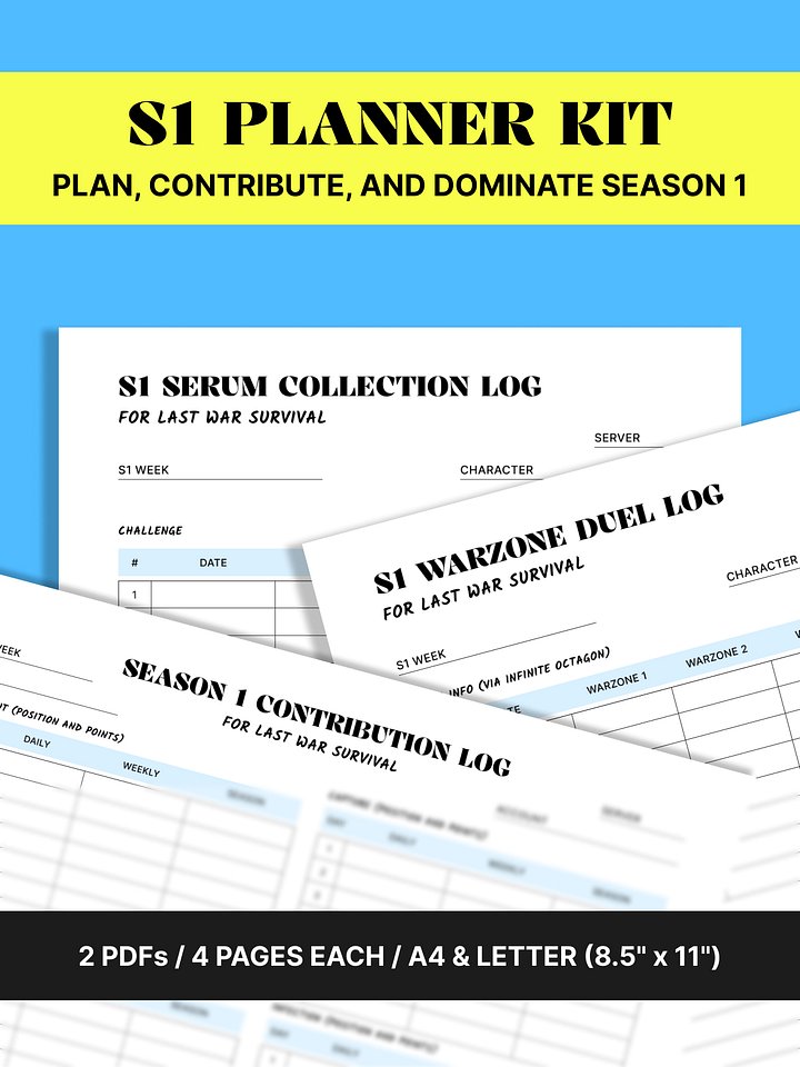 Season 1 Printable Planner Kit for Last War Survival product image (1)
