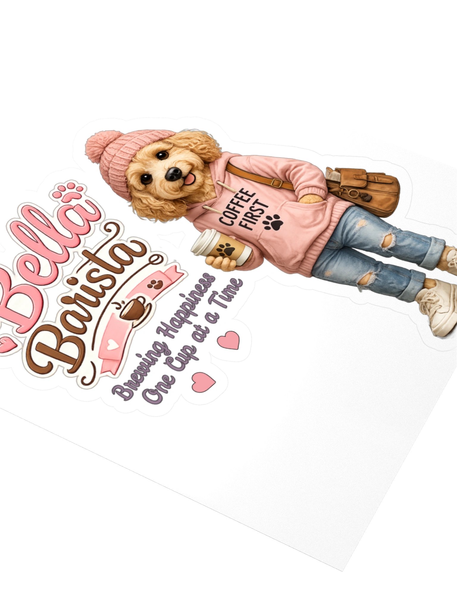 Bella Barista Coffee Dog Kiss Cut Sticker product image (3)