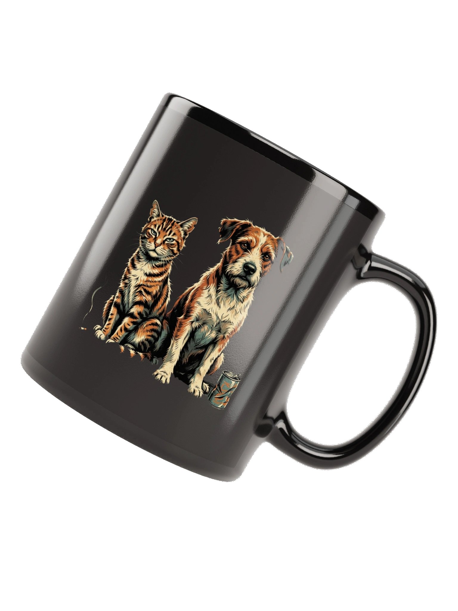 Grumpy Cat and Dog Best Friends Mug – Vintage Retro Street Pets Black Coffee Mug, Funny Gift for Cat & Dog Lovers product image (12)