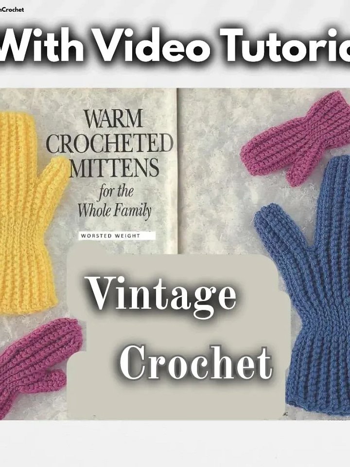 Easy Vintage Crochet Mittens Pattern, These Are Made In One Piece! product image (1)