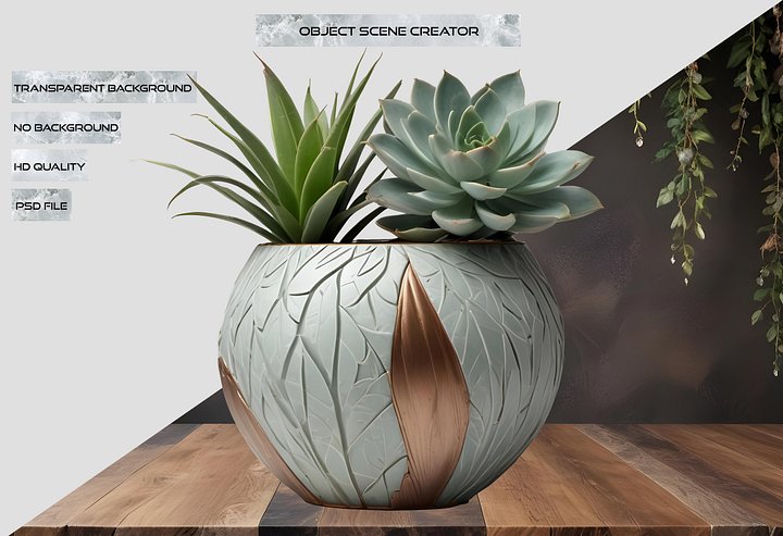 Gatsby Grace – Leaf Motif Succulent Vase PNG product image (2)