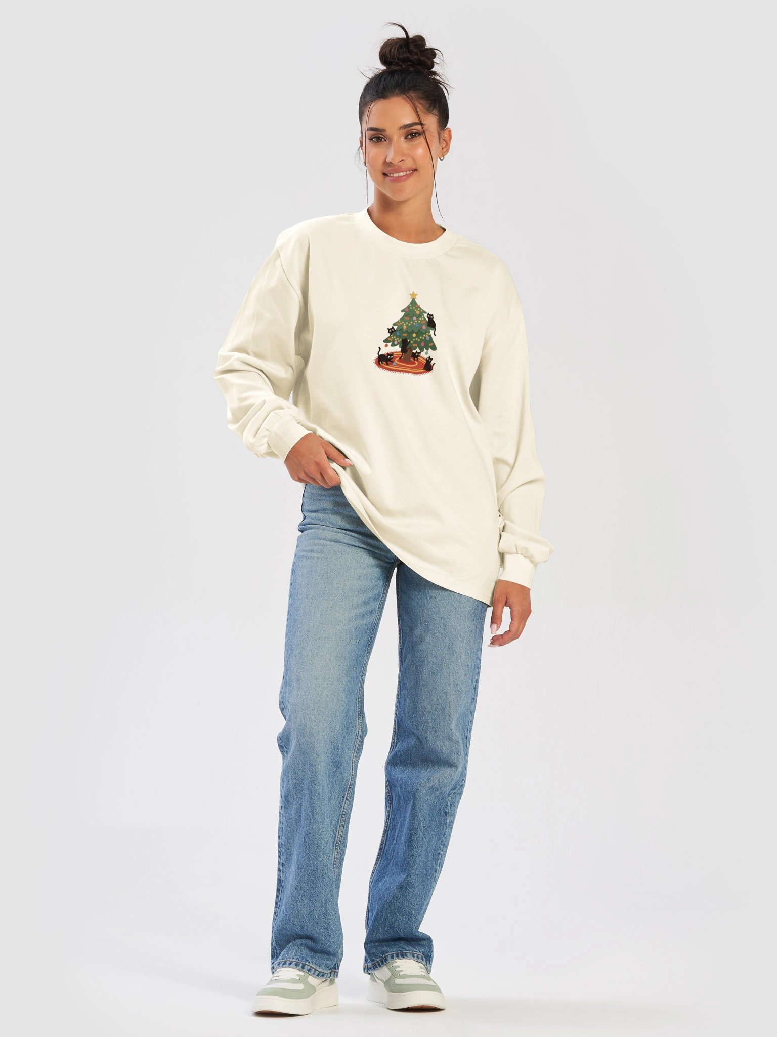 Black Cat Christmas Tree Sweatshirt product image (46)