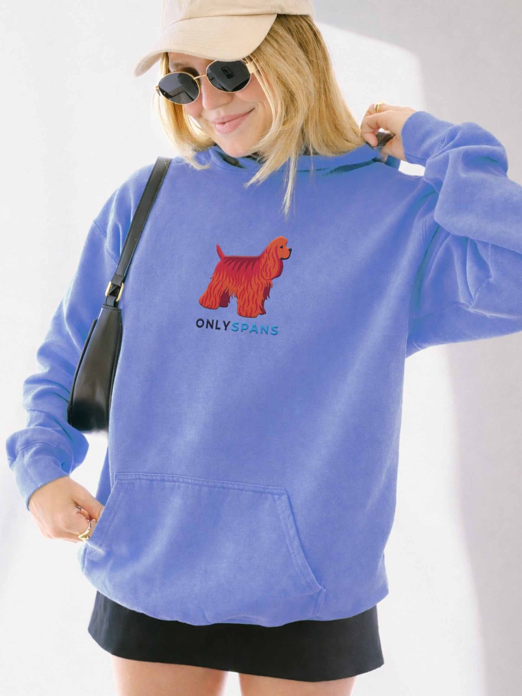 Only Spans Premium Hoodie (Embroidered) of an American Cocker Spaniel(Red) product image (2)