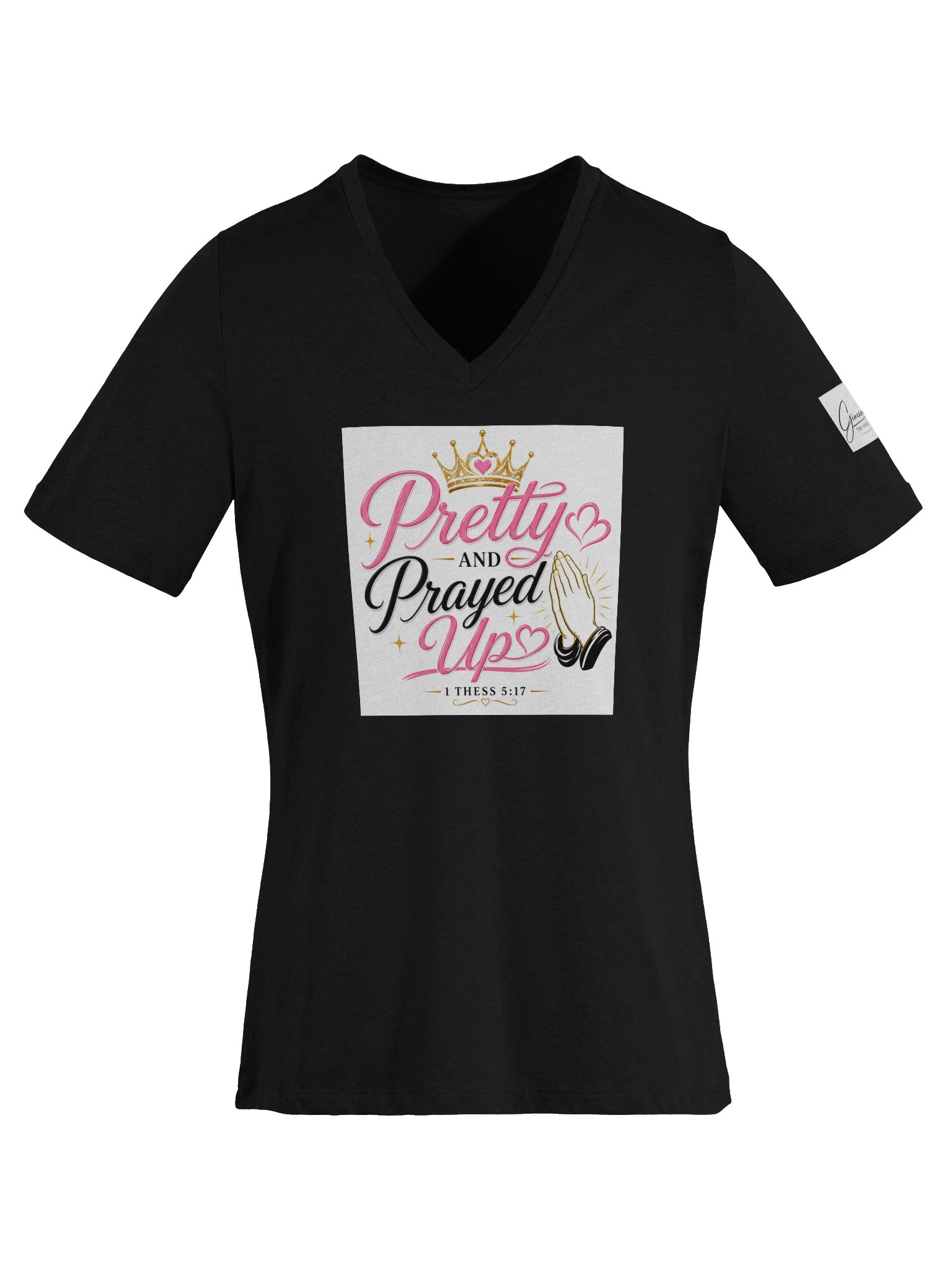 Pretty and Prayed up V-neck-Black product image (6)