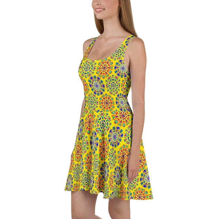 Floral Orbs Yellow Skater Dress product image (1)