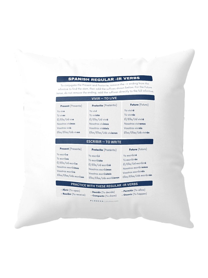 Spanish Regular -IR Verbs Conjugation Pillow product image (1)