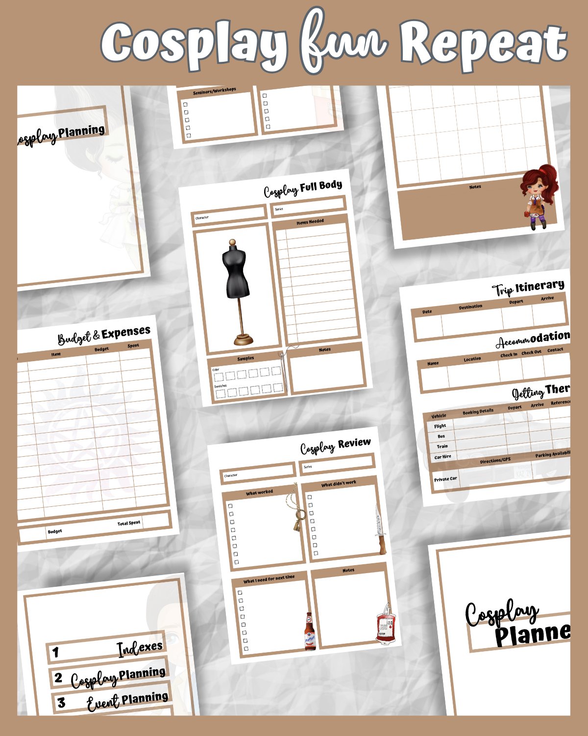 Monster Hunter Cosplay Planner – Brown Edition | 54-Page Printable PDF product image (6)