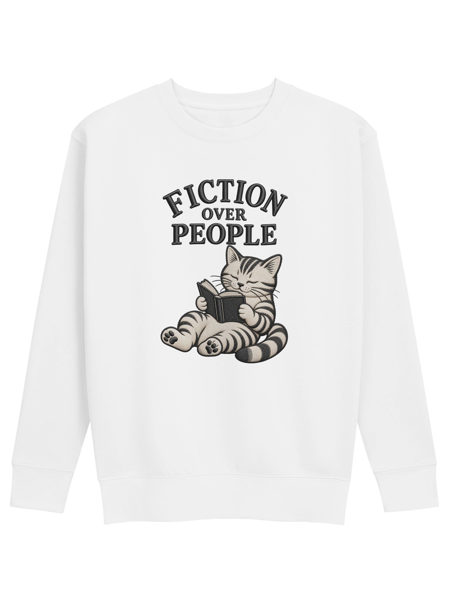 Fiction Over People Book Lover Cat Sweatshirt | Cotton Heritage Premium Sweatshirt product image (57)