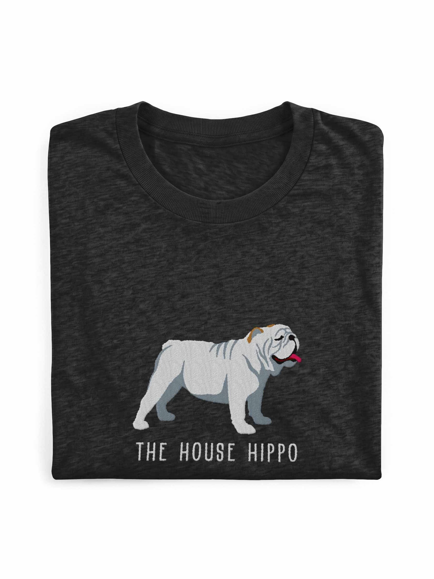 The House Hippo T-Shirt(Embroidered) of an English Bulldog(White) product image (1)