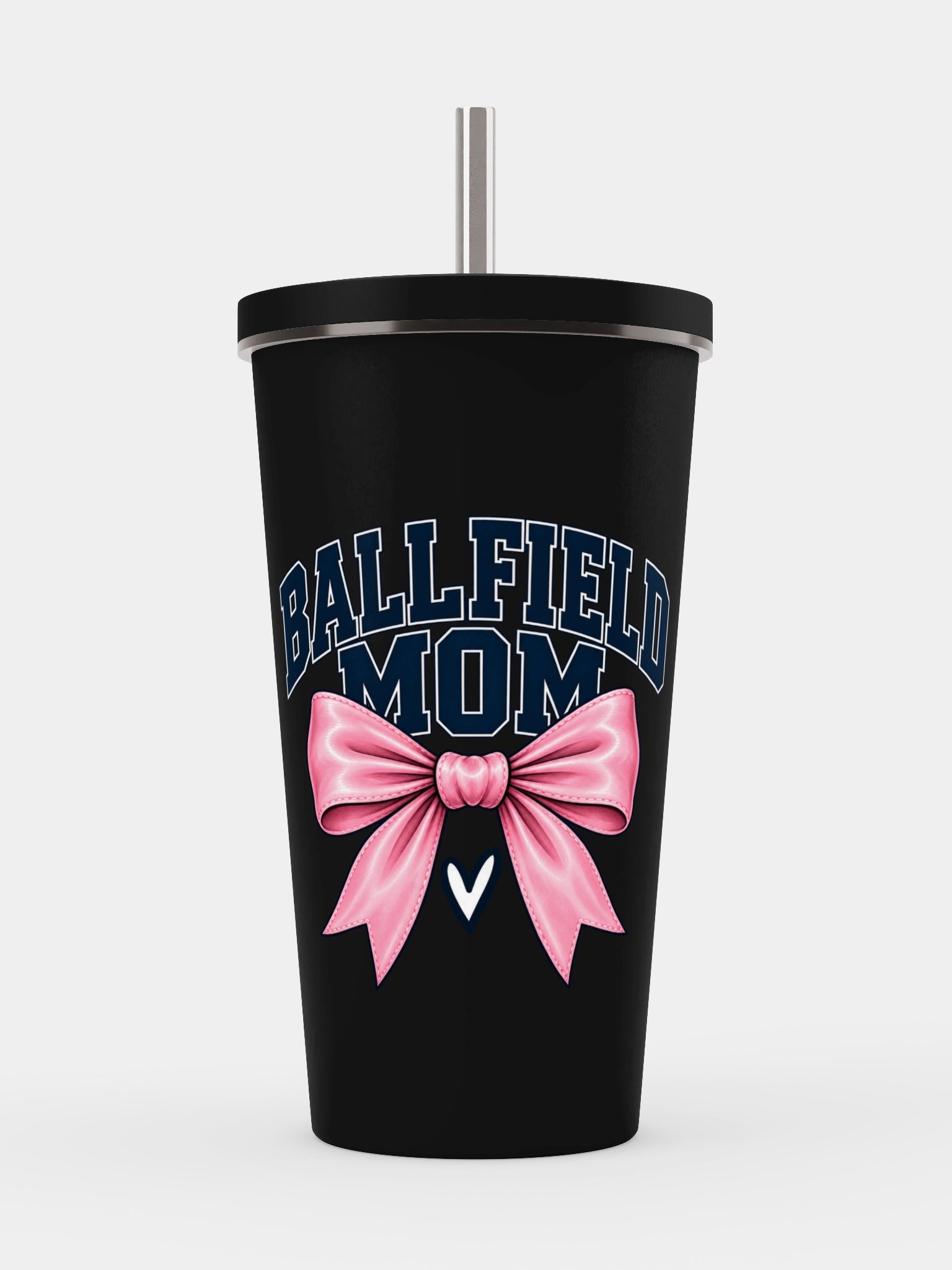 Varsity Ballfield Mom Pink Bow Tumbler | Cup with Straw product image (1)