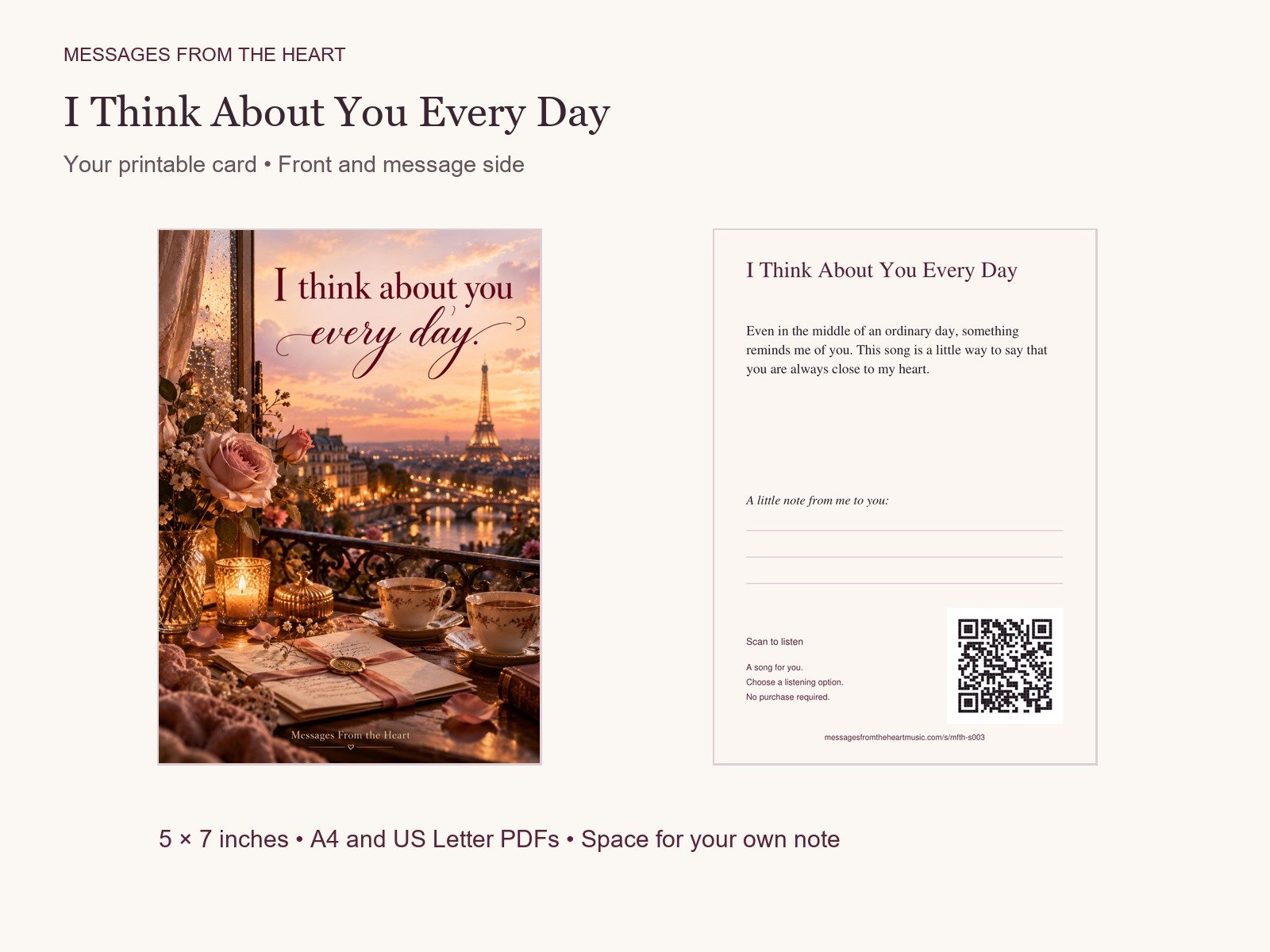 I Think About You Every Day — Printable Song Gift product image (2)