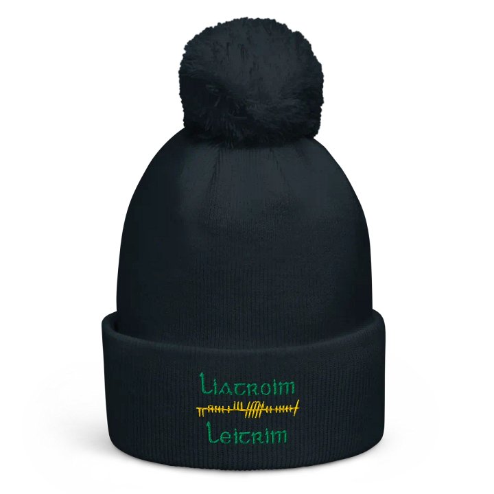 Leitrim/Liatroim Orthodox style Ogham embroidered Pom-Pom Beanie product image (1)