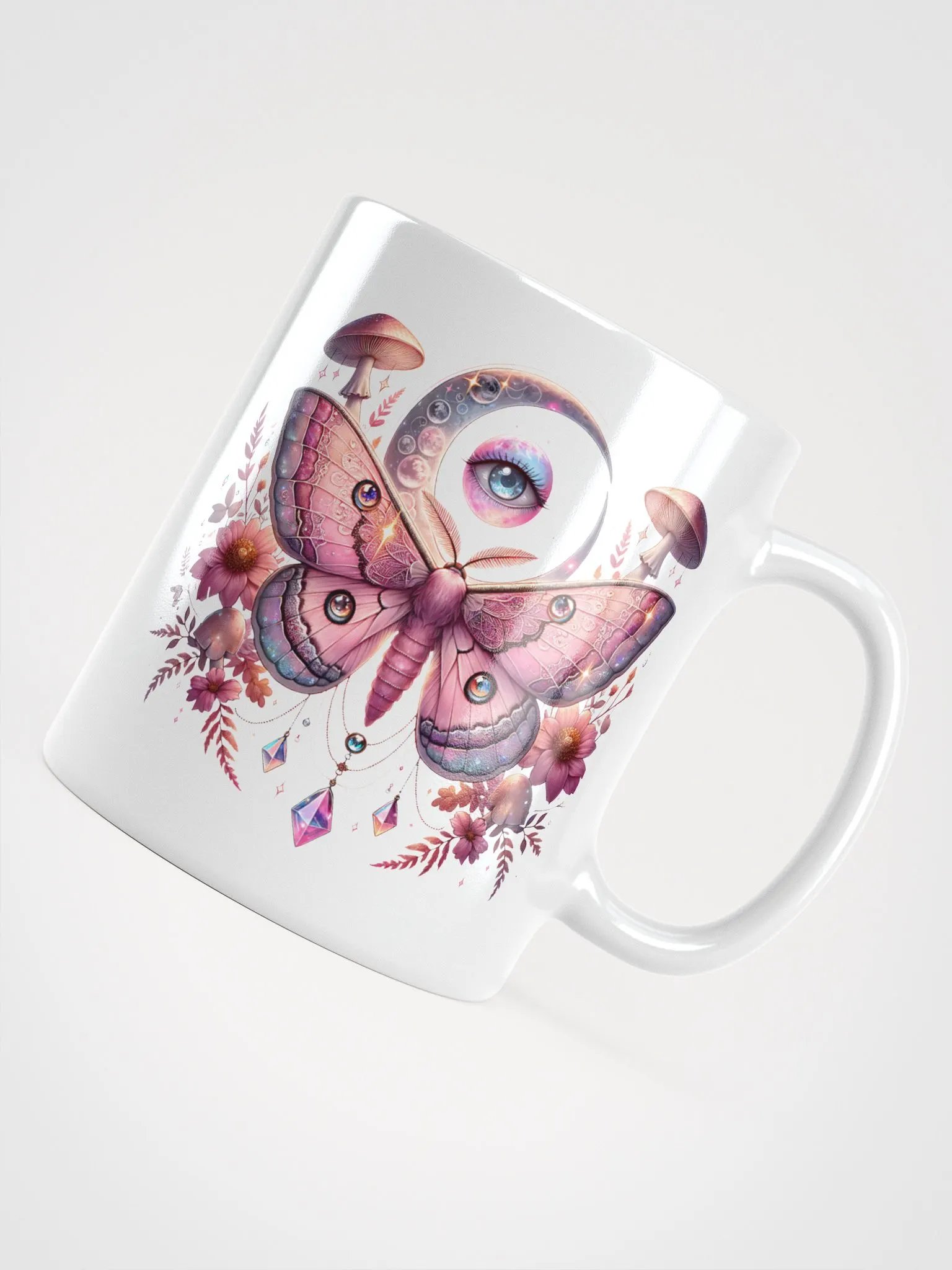 Pink Lunar Moths and Flowers Mug product image (11)