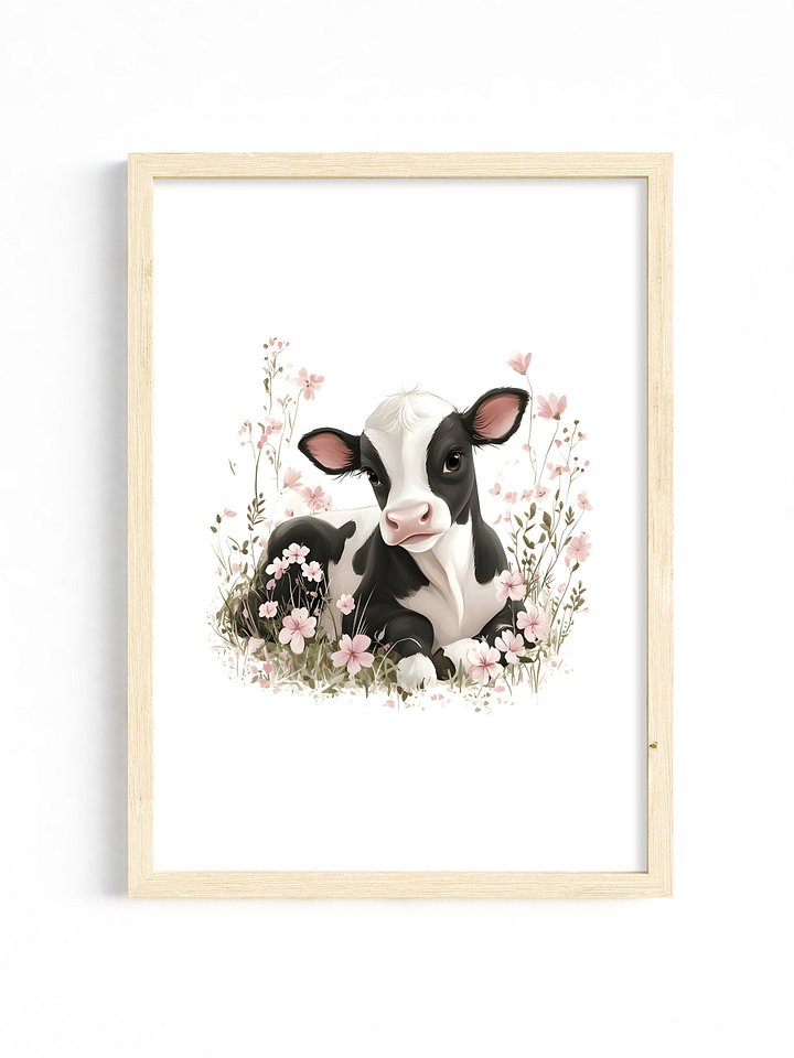 Holstein Cow in Pink Florals Farm Print product image (1)