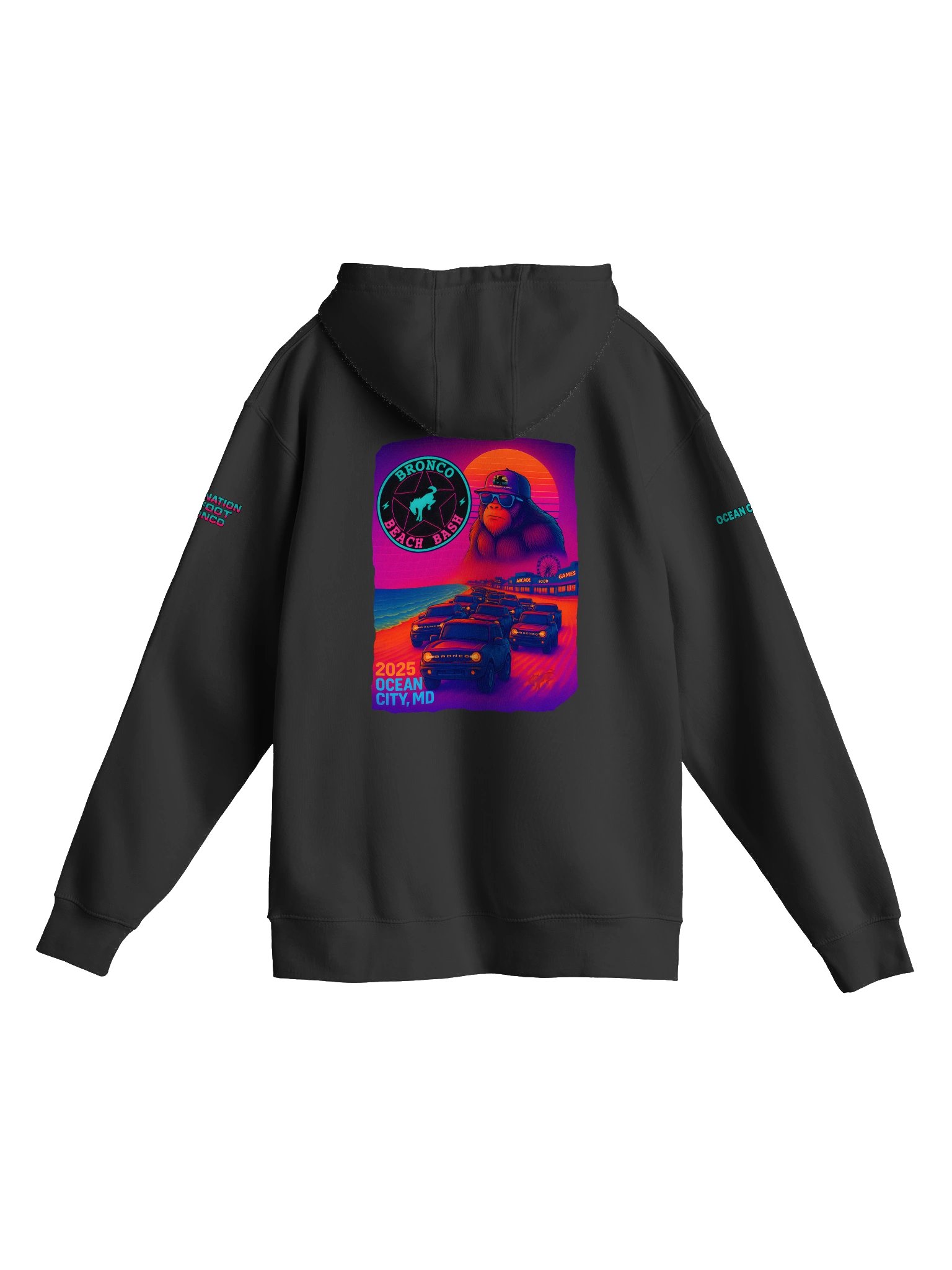 2025 Bronco Beach Bash Ocean City / Destination Bigfoot Bronco Collab Full Frontal Hoodie (Multiple Colors Available) product image (12)
