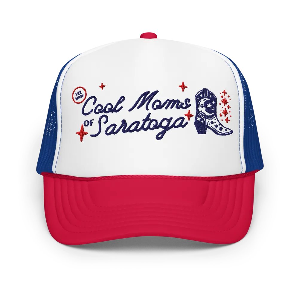 Cool Moms of Saratoga Truck Hat Red White and Blue product image (1)