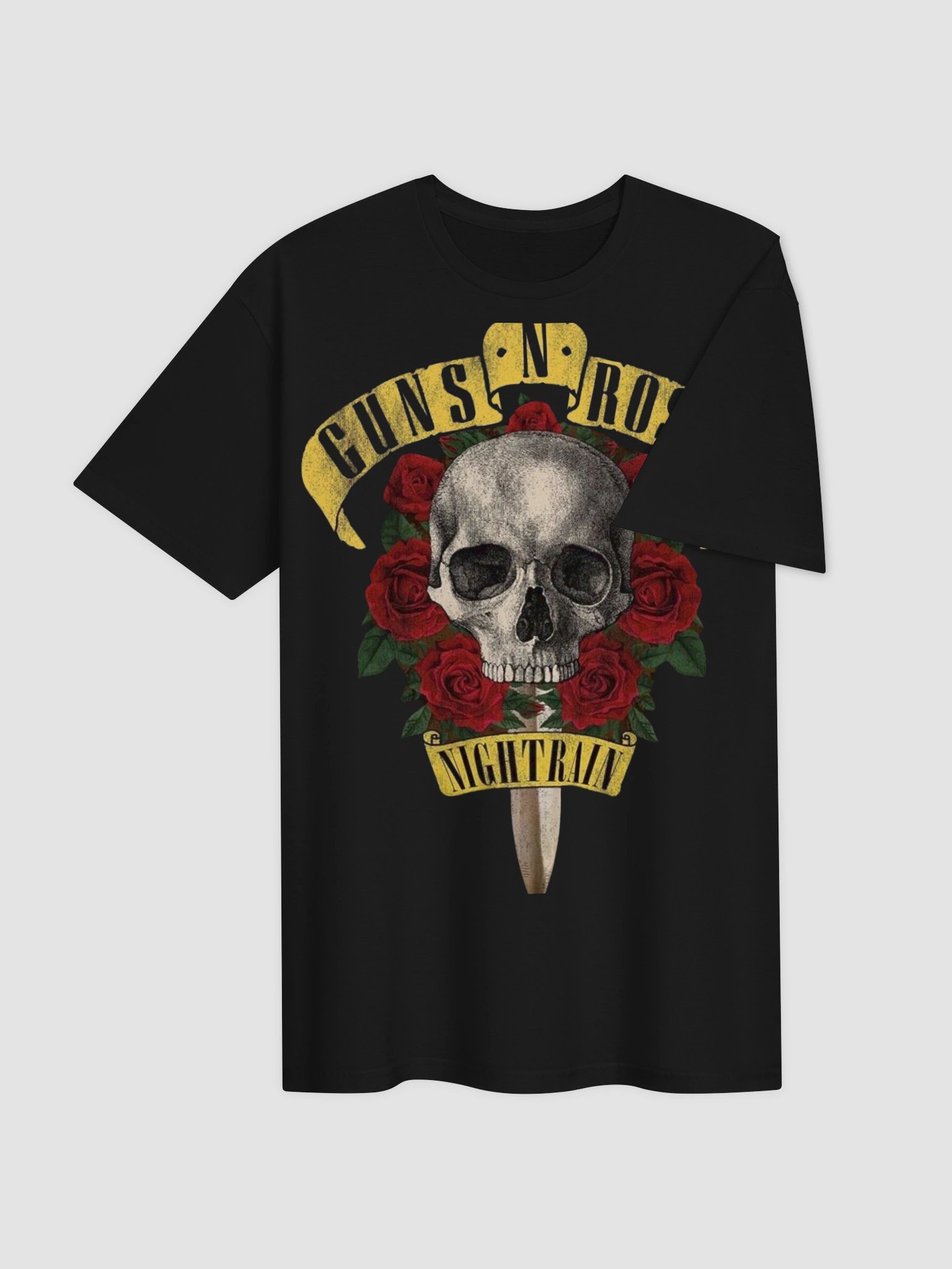 Guns N’ Roses Nighttrain T-Shirt | Skull & Rose Dagger Rock Graphic Tee | Classic 80s Hard Rock Streetwear product image (3)