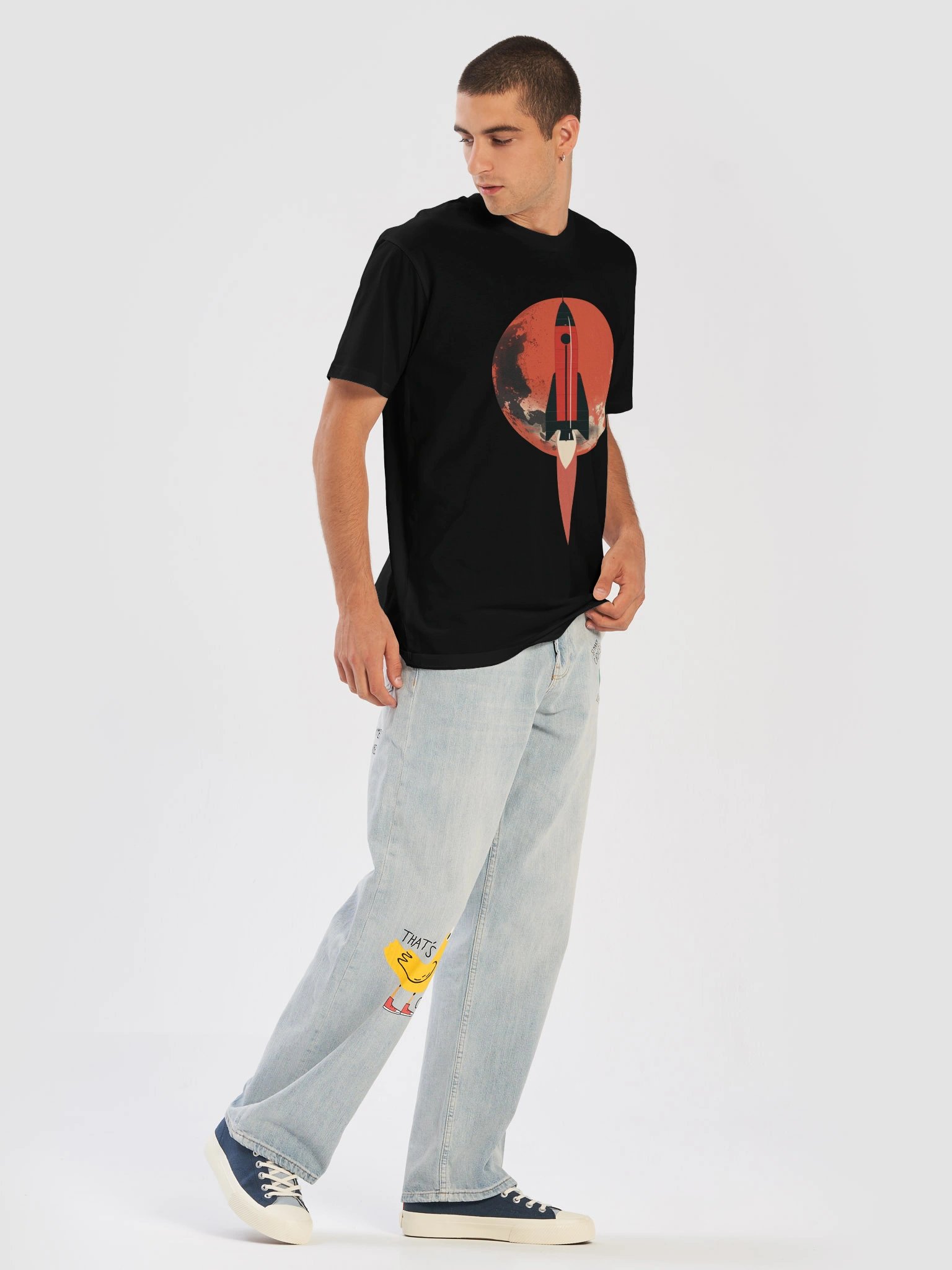 Retro Rocket Space Graphic – Vintage Spacecraft T-Shirt Design product image (13)