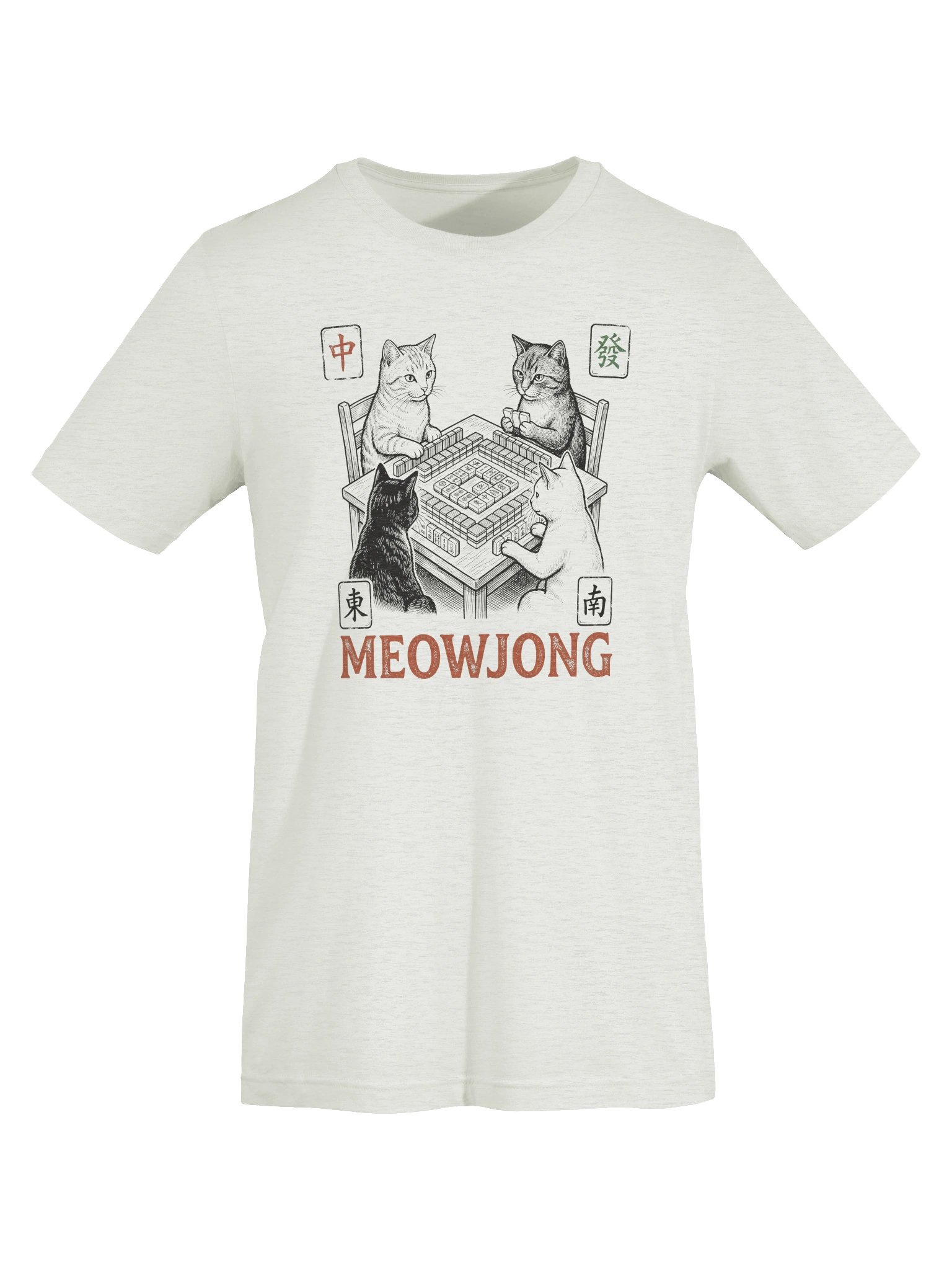 Meowjong Cat Mahjong T-Shirt | Funny Mahjong & Cat Lover Tee TTS - Silver product image (6)