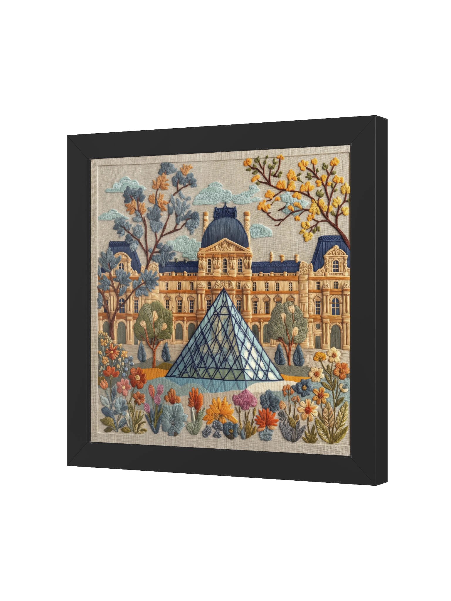 The Romantic Side of Paris | Embroidery-Style Wall Art — Framed Print product image (11)