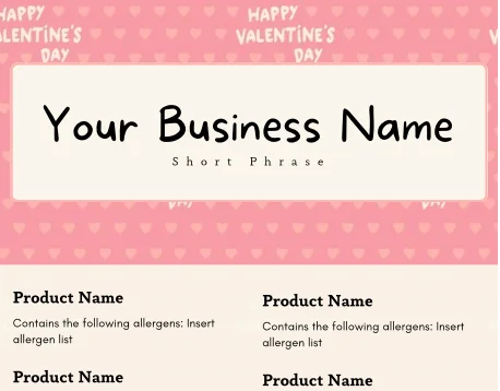 Soft Pink Valentine's Cake Tasting Label Templates product image (1)
