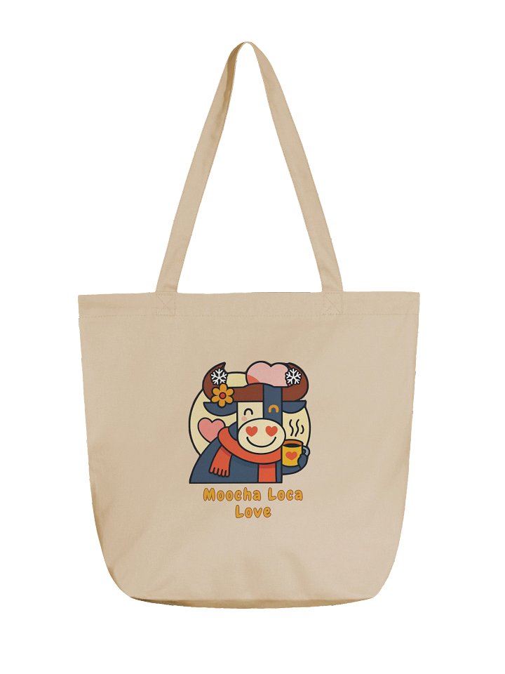 Moocha Loca Love Tote Bag – Cozy Bull with Heart Bag - by M-Art & Design product image (1)