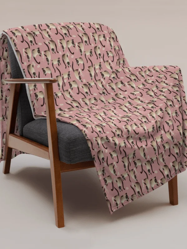 Bad Siamese Cats Knocking Stuff Over Throw Blanket, Pink product image (11)