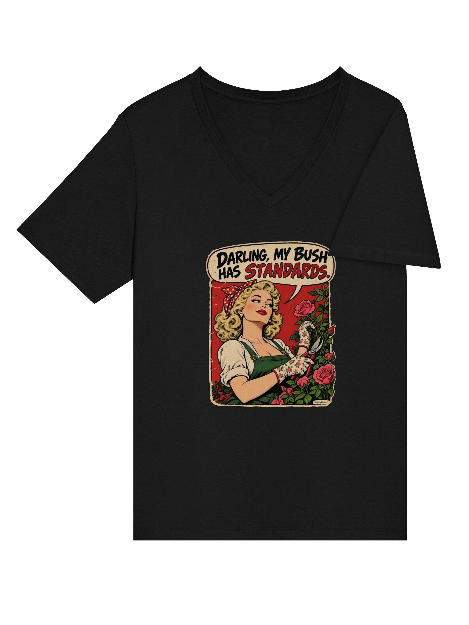 Darling, My Bush Has Standards Pin-Up V-Neck Tee product image (31)