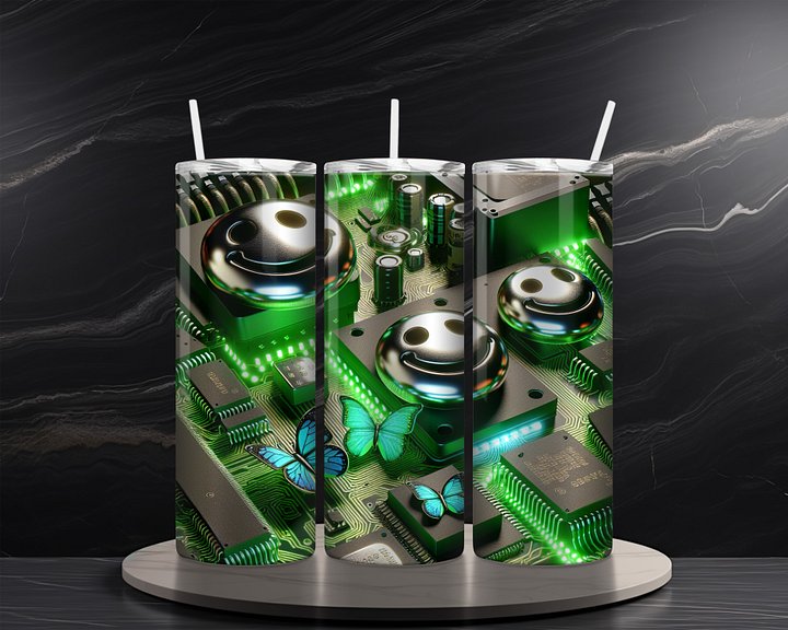 Happy Circuit 20 oz Skinny Tumbler Sublimation Design Digital Download PNG Instant DIGITAL ONLY, Tumbler Wrap product image (2)