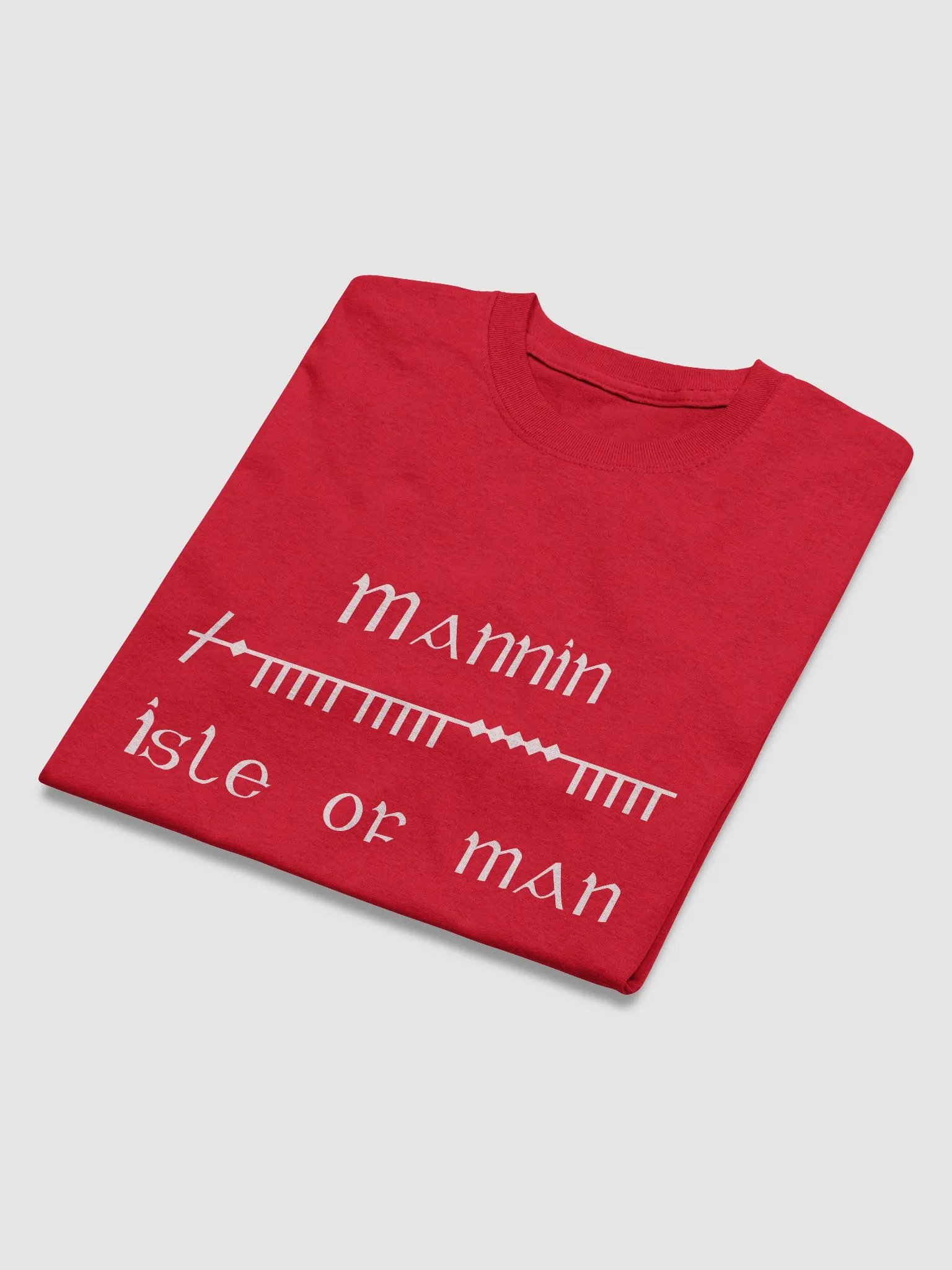 Isle of Man/Mannin Scholastic style Ogham red printed T-shirt product image (4)