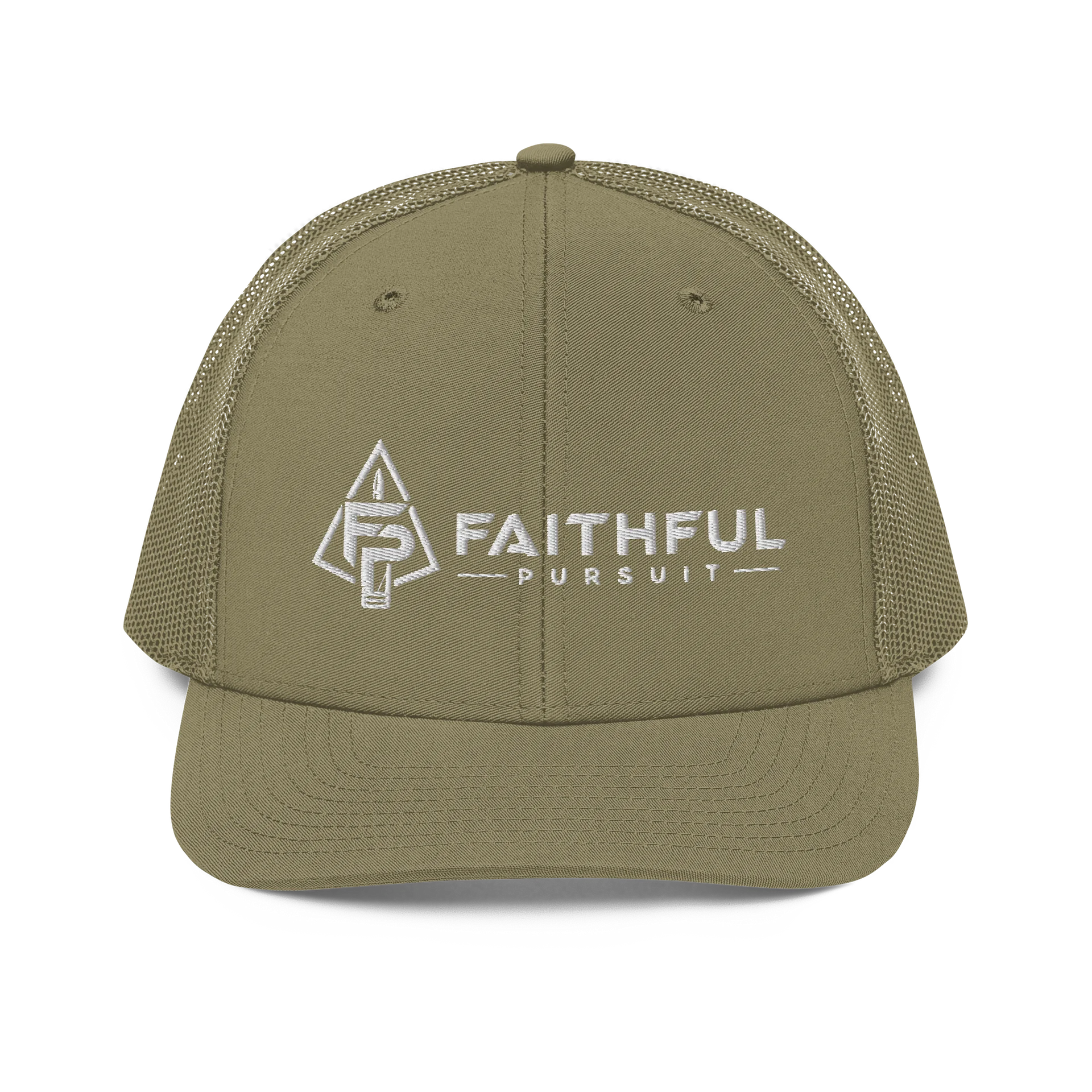 Faithful Pursuit™ Classic Trucker Hat – Khaki/White – Loden