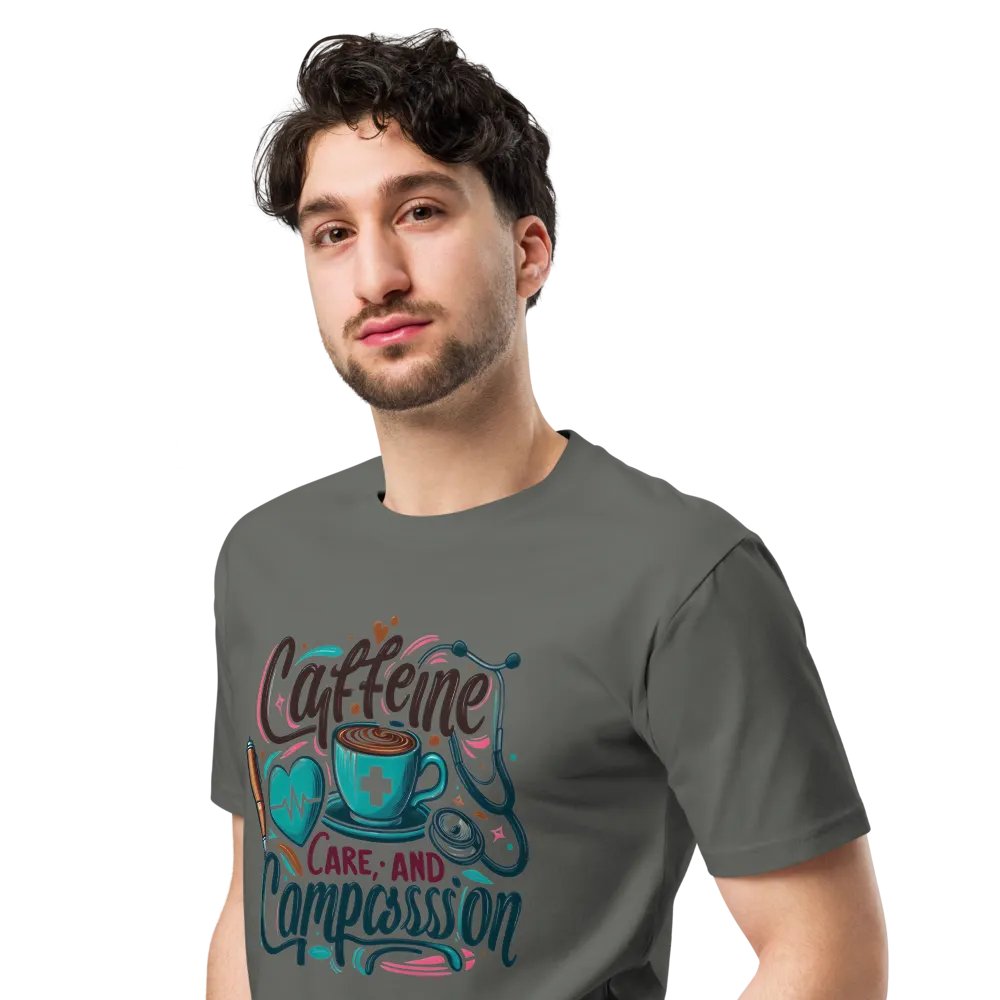 Caffeine, care, and compassion t-shirt product image (5)