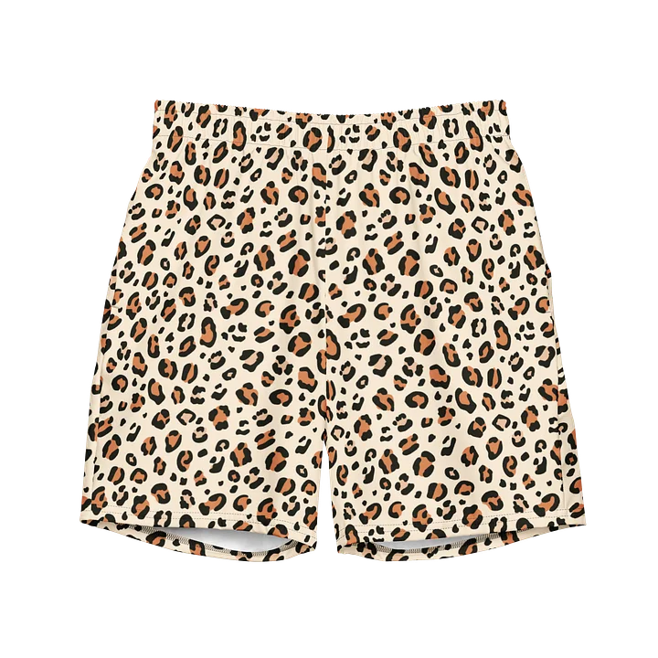 Bold Brown Leopard Skin Print Swim Trunks product image (1)