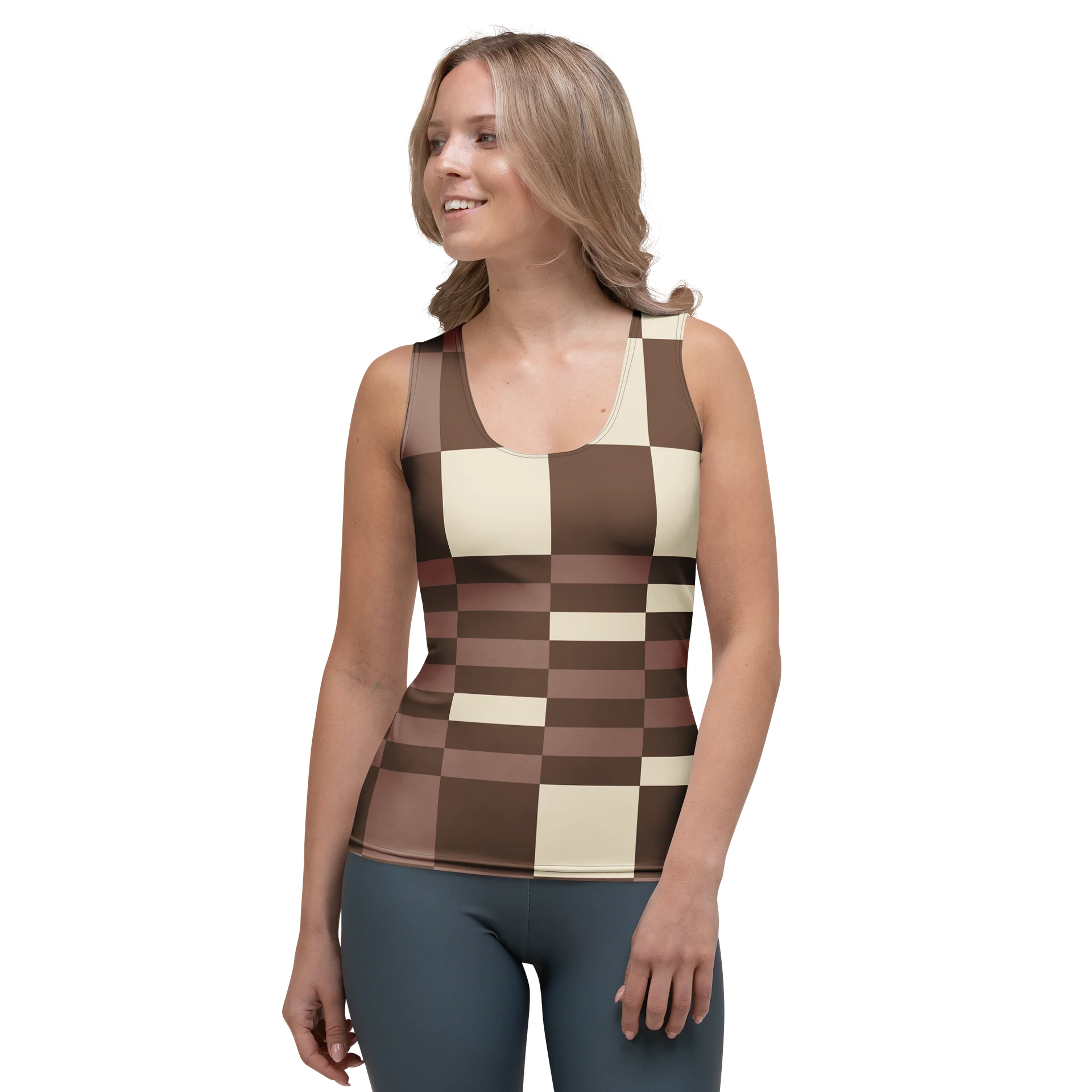 Neutral Plaid Geometric Women's Tank Top product image (1)