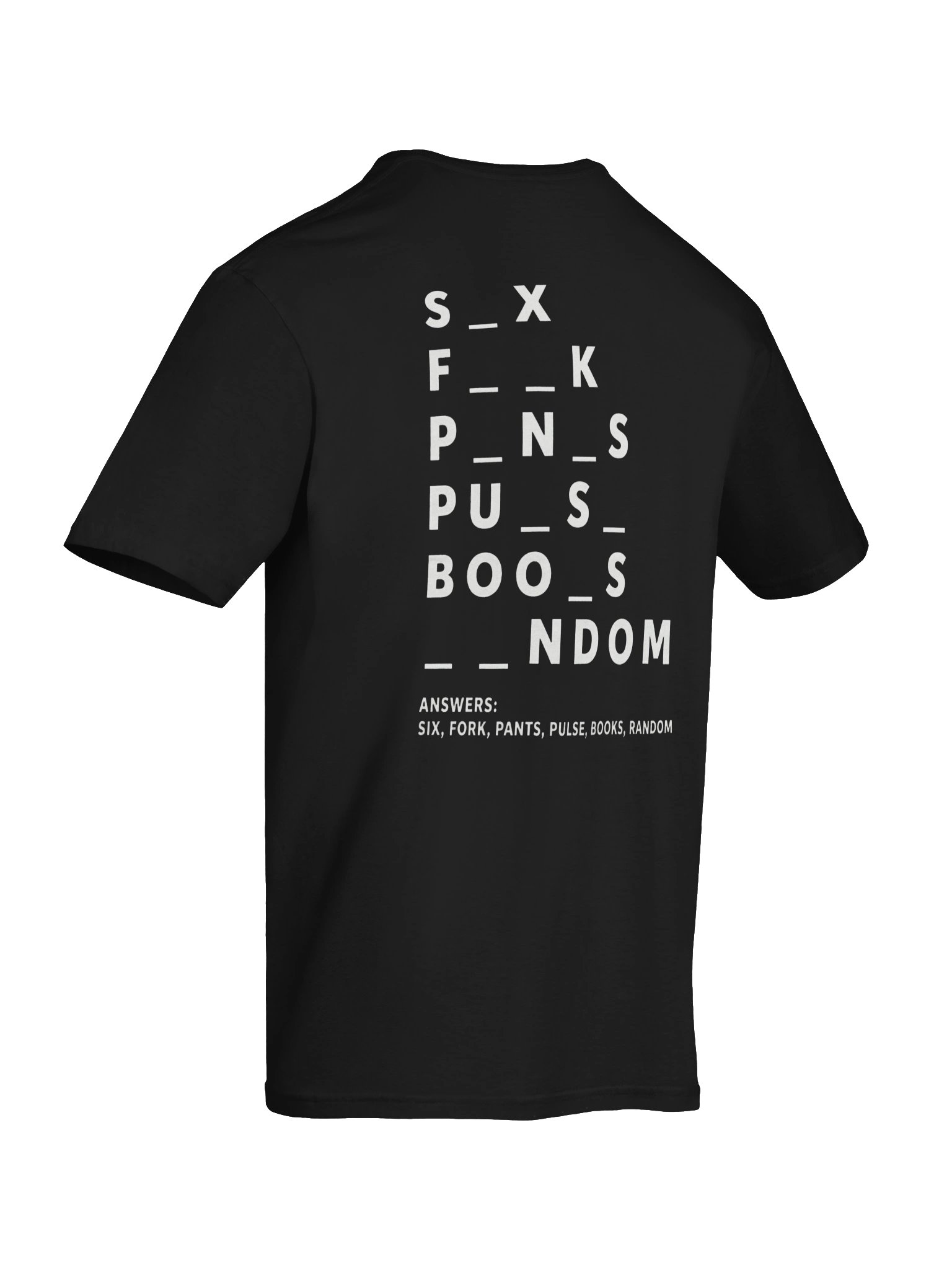 Can You Solve Them All? — Word Puzzle T-Shirt (SIX • FORK • PANTS • PULSE • BOOKS • RANDOM) product image (77)