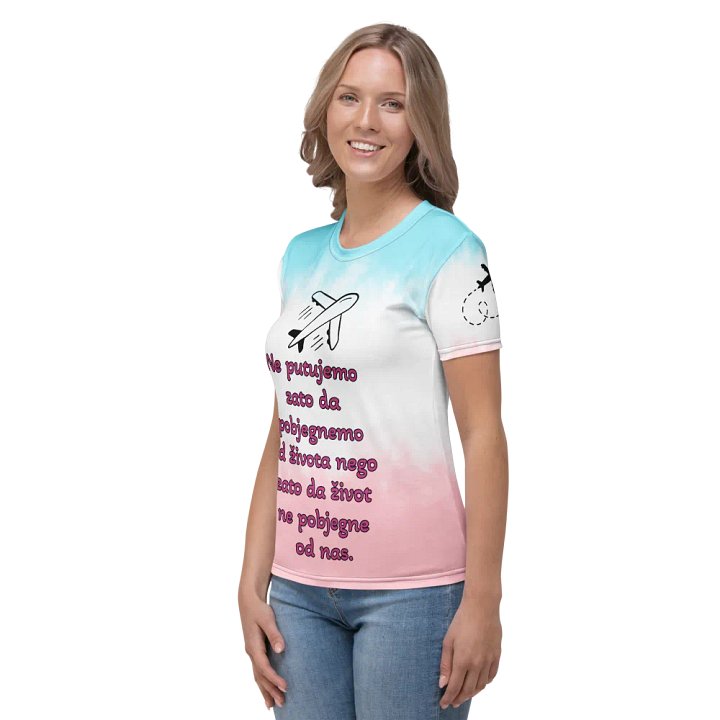 Ne putujemo zato da pobjegnemo od života nego zato da život ne pobjegne od nas. - Women's Crew Neck T-Shirt product image (2)