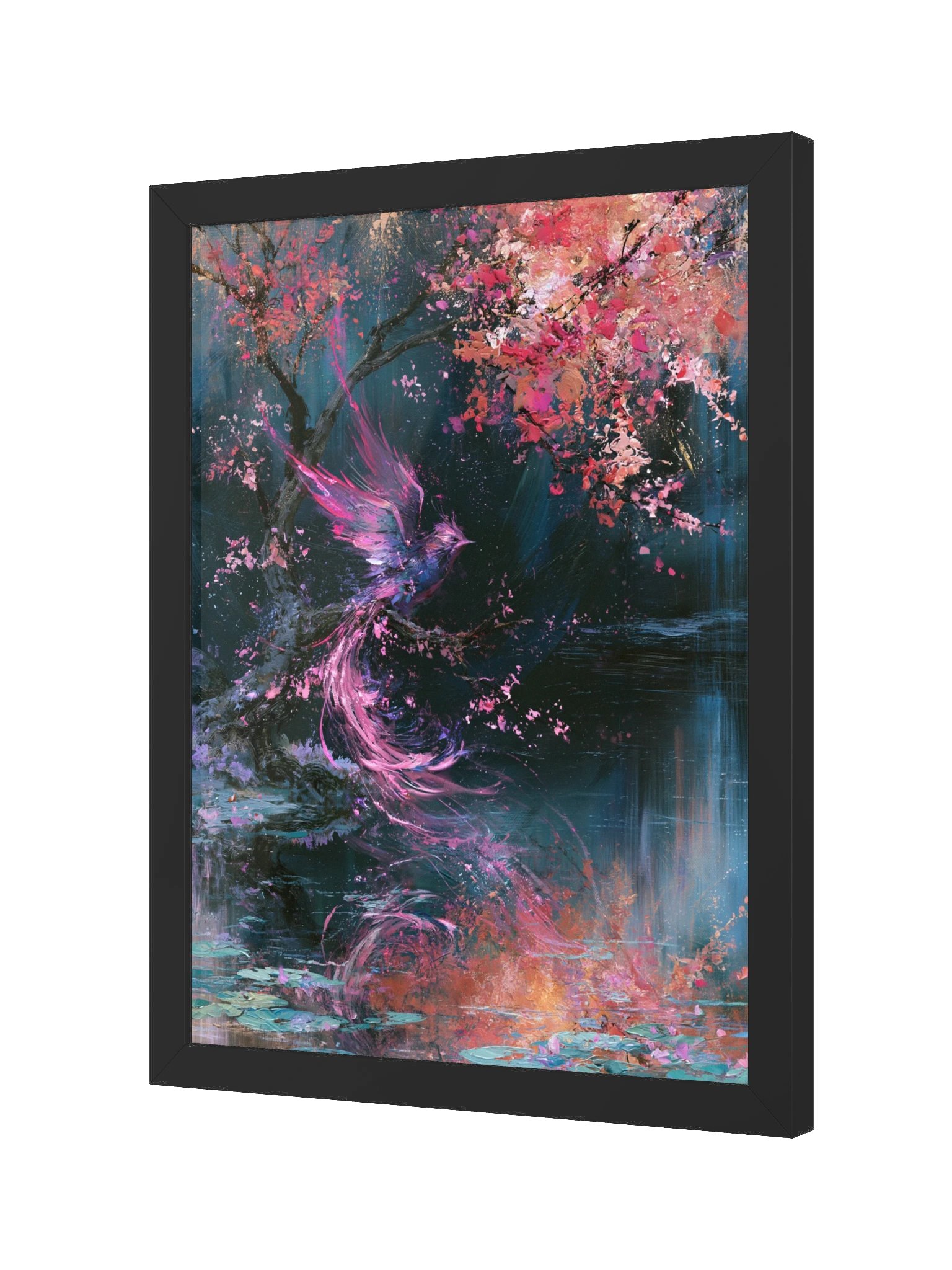 Fantasy Phoenix Framed Art Print — Phoenix in the Blossom Pond product image (6)