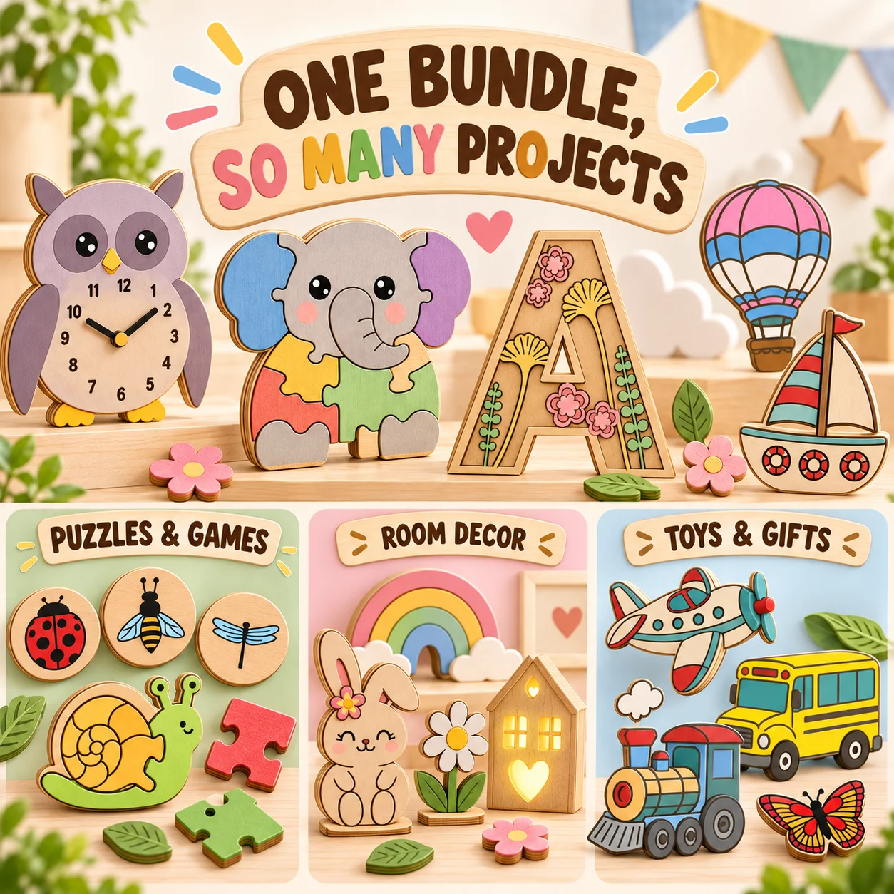620+ Kids Laser Cut Files Bundle | Puzzles, Toys & Nursery Decor product image (2)