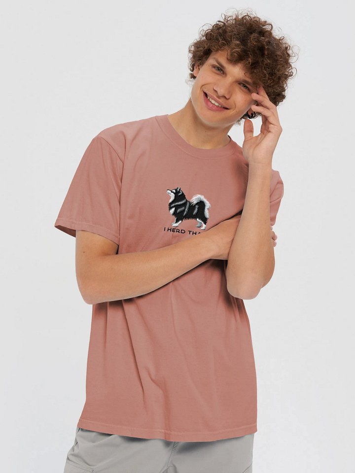 I Herd That T-Shirt(Embroidered) of a Finnish Lapphund(Black & White) product image (2)