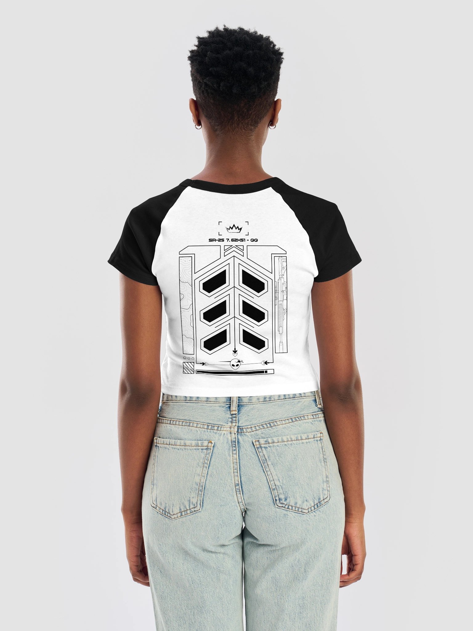 SR25 Grid Raglan Baby Tee product image (4)